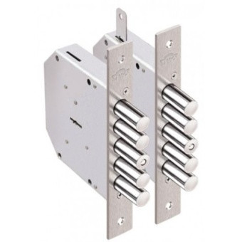 Замок врезной 1.06.02. ГРАНИТникель, сувальдный, стержни 5шт d18мм тяги