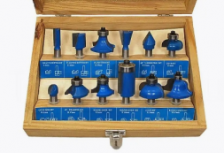 Набор фрез по дереву 12 предметов деревянная коробка (А)