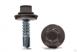 Саморез кровельный 5,5x19 RAL 8019 серо-коричневый, по металлу (4000шт.)