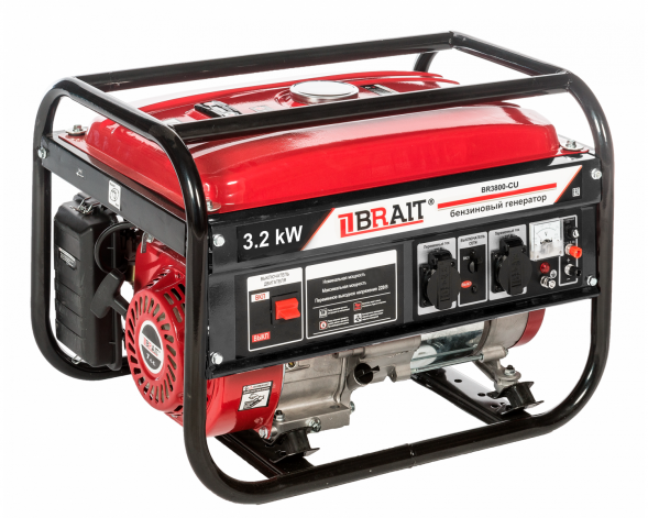 Генератор бензиновый BR3800-CU (2,9/3,2кВт,220В,50Гц) медная обмотка BRAIT