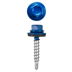 Саморез кровельный 4,8x35 RAL 5005 сигнальный синий, по дереву (250шт.)