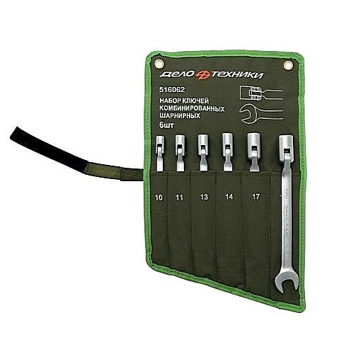 516062 Набор ключей комб. шарнирных 6ш. (10,11,13,14,17,19) тетрон сумка)