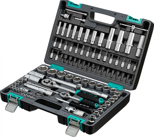 Набор инструментов, 1/2",1/4",СrV, пластиковый кейс 94 предм. STELS