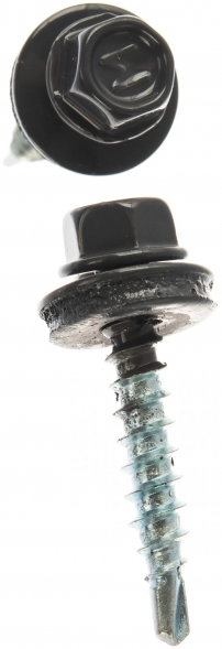 Саморез кровельный 4,8x35 RAL 7024 графитовый серый, по дереву (250шт.)