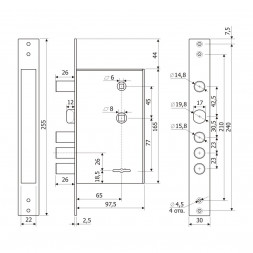 Замок врезной 30.12 (мех-м)  Гардиан