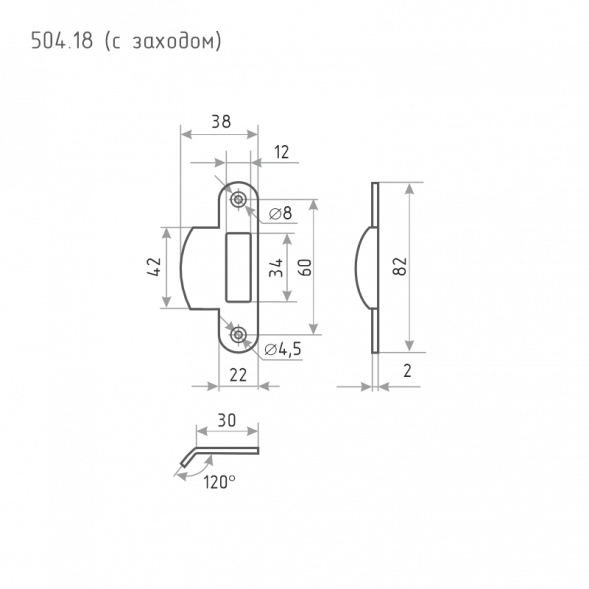Ответ. планка 504.18 (золото) 80мм с заходом  &quot;Нора-М&quot;