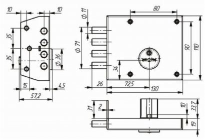Замок накладной ЗЕНИТ ЗН4-2 бронза