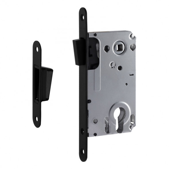 Корпус замка магн. 25М-85 мм (черный) под цилиндр с отв.планкой