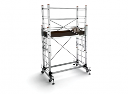 Вышка-тур алюминиевая бытовая с колесами 2х9+2х9 (2070х4030, 1400х1750, 1630х540)