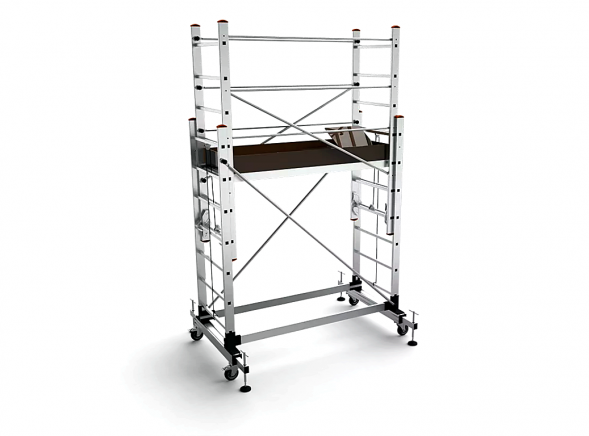 Вышка-тур алюминиевая бытовая с колесами 2х9+2х9 (2070х4030, 1400х1750, 1630х540)