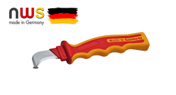 Нож для снятия изоляции с пяткой NWS, VDE 1000В 40*195 мм рукоятка SoftGripp