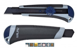 Нож строительный WILPU WCM003 PRO plus  х 1шт/уп. прорез., винт. зажим 2 запас. лезвия, 18 мм
