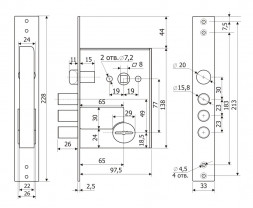 Замок врезной 50.11 (мех-м)  Гардиан