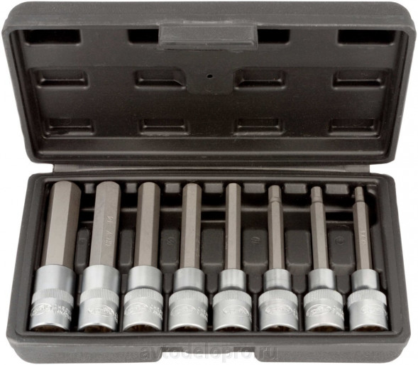 39400  Набор головок вставка НЕХ 5-17мм L 100 (DR1/2; 8пр; в кейсе) АвтоДело