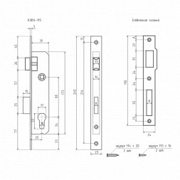 Корпус замка КЗВУ-115 (25-85мм)  (хром)  &quot;Нора-М&quot;