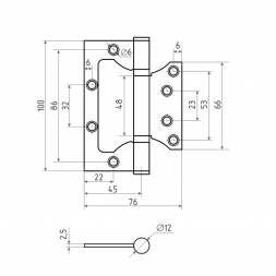 Петля накладная унив. 800-4" FHP-STD (черный) без колп.(100х75х2,5) Нора-М