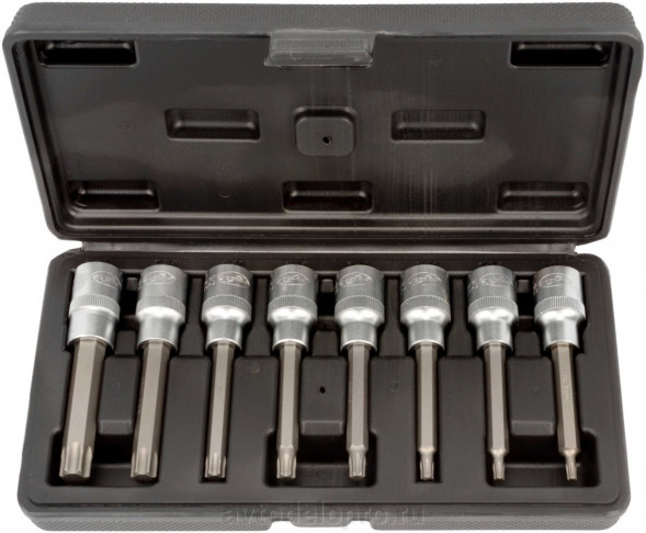 39600  Набор головок вставка TORX Т20-Т60 L 100 (DR1/2; 8пр; в кейсе) АвтоДело