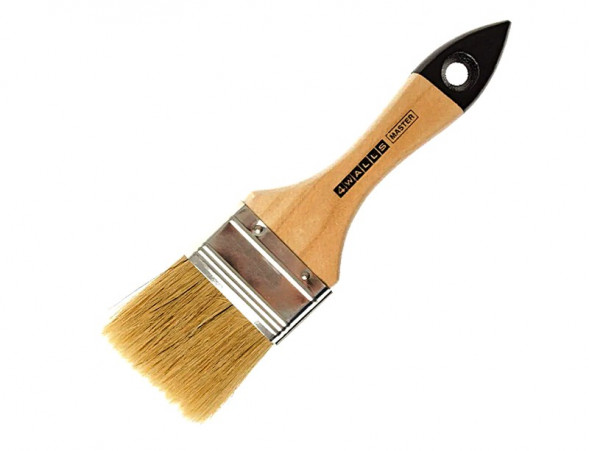 Кисть флейцевая, 63мм, натуральная щетина деревянная ручка, 4Walls Master