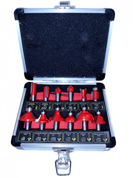 Набор фрез по дереву 12пред. металлическая коробка (D)