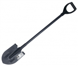 Лопата штыковая Premium с металлическим черенком и V-образной ручкой, черная п/о, РЕЛЬСОВАЯ СТАЛЬ, Л