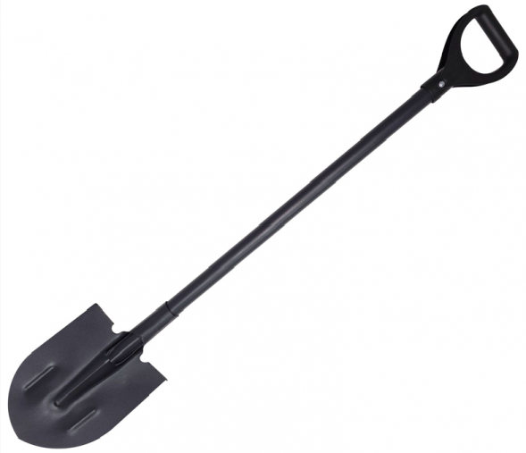 Лопата штыковая Premium с металлическим черенком и V-образной ручкой, черная п/о, РЕЛЬСОВАЯ СТАЛЬ, Л