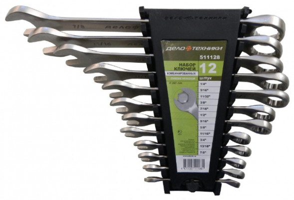 511128 Набор ключей комбинированных дюймовых  -12шт.(1/4", 5/16"11/32",3-8"... пластик.холдер