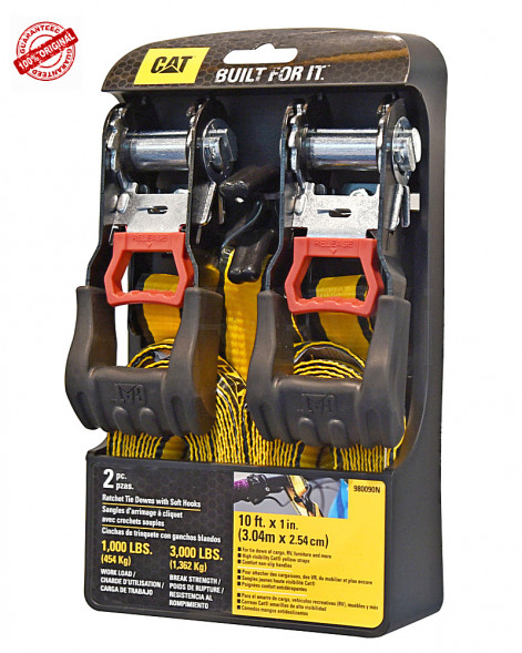 Ремни стяжные с храповым механизмом (3,04м*2,54см) 1362кг (2шт) CAT