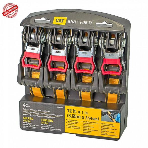 Ремни стяжные с храповым механизмом (3,04м*2,54см) 816кг (4шт) CAT