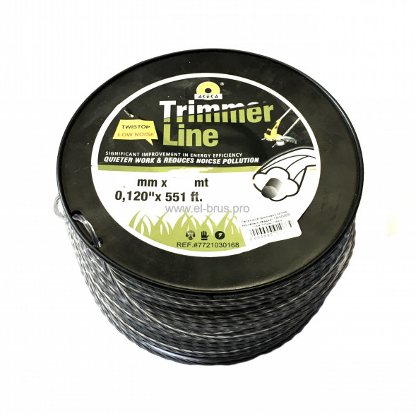 Леска для триммера витой квадрат DUO TWIST 3,0мм/168м