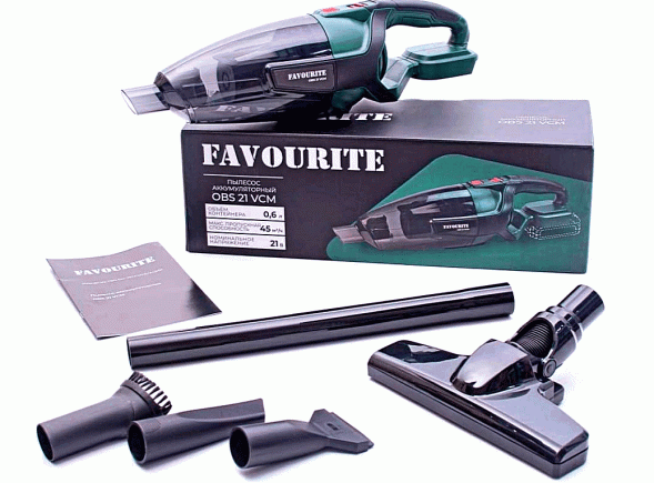 Пылесос аккумуляторный OBS 21 VCM  Li-ion, 21В, 2/4Ач FAVOURITE