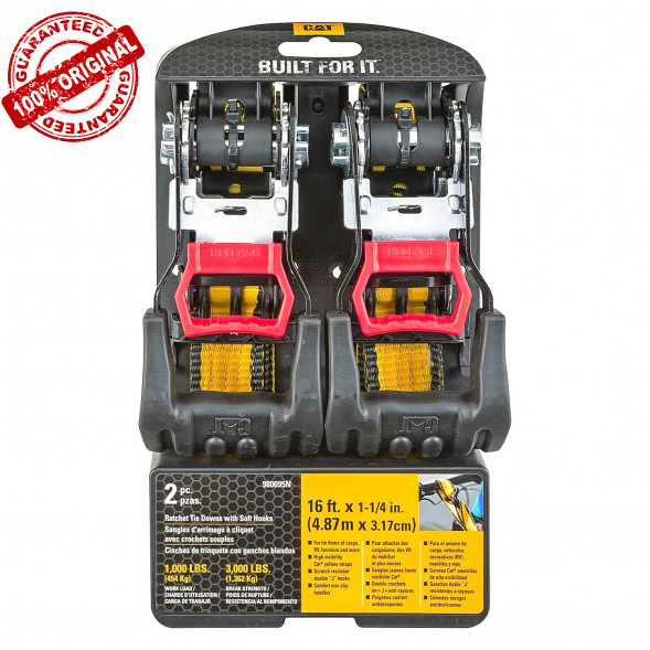 Ремни стяжные с храповым механизмом (4,87м*3,17см) 1362кг (2шт) CAT