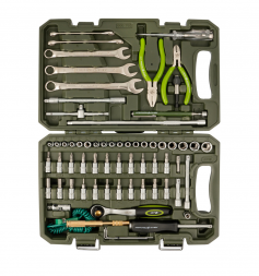 600765 Набор головок 1/4" с инструментом, 65 предметов