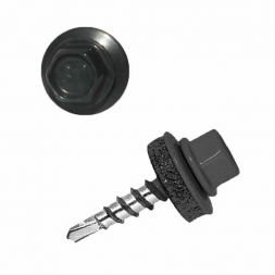 Саморез кровельный 5,5x19 RAL 7024 серый графит, по металлу (250шт.)