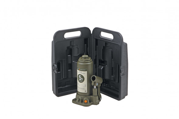 903151 Домкрат гидравлический бутылочный 5 тонн, 216-413 мм в кейсе