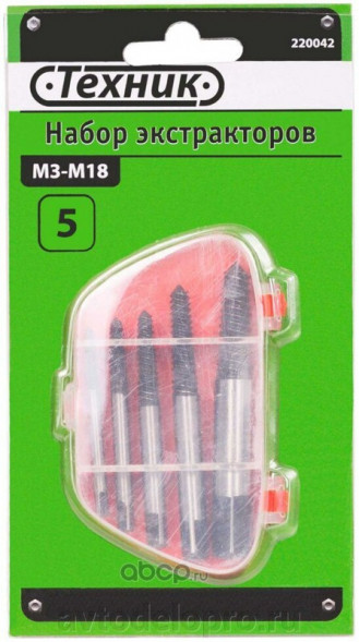 10551 Набор экстракторов М3-М18 (5шт блистер) BERIL (220042/524105)