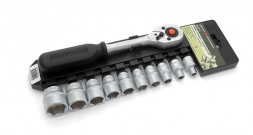 610711 Набор головок 6-гр.с трещоткой 3/8&quot; 11предм. (5шт)