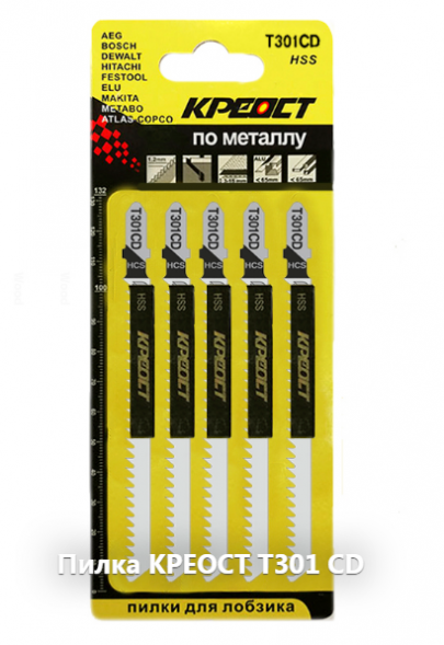 Пилочки SKOLE/КРЕОСТ T-301CD для электролобзика (удл. дерево, чистый рез) (комплект 5шт)