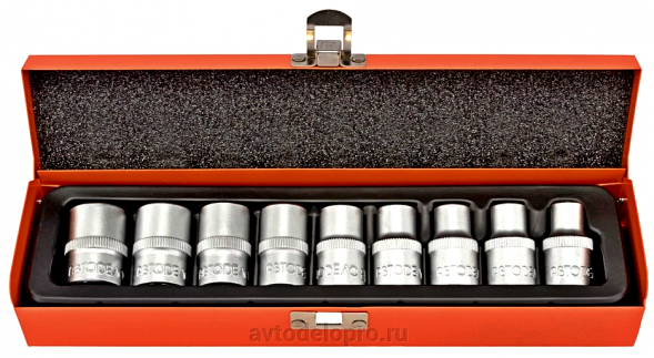 39819 Набор головок TORX Е10-Е24 (DR1/2&quot;; 9пр,мет. кейс) АвтоДело