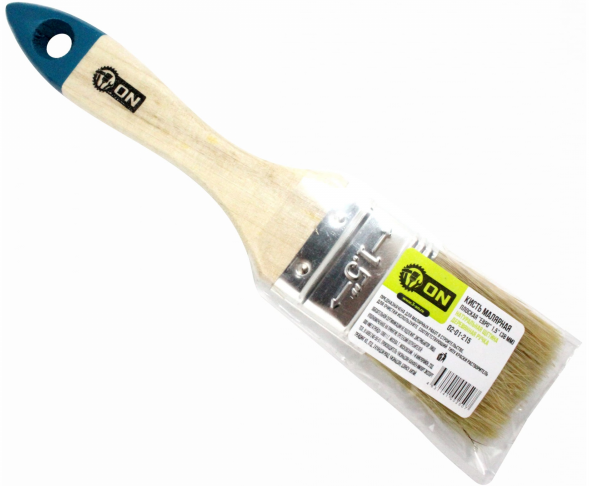 Кисть малярная плоская &quot;Евро&quot; нат. щетина 1,5&quot; (38мм) дер.ручка ON