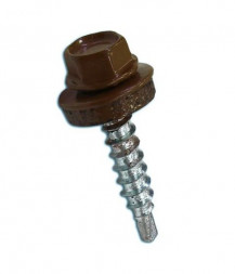 Саморез кровельный 4,8х29 оцинк RAL 8017 шоколадно-коричневый по дереву (250шт)