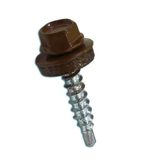Саморез кровельный 4,8х29 оцинк RAL 8017 шоколадно-коричневый по дереву (250шт)
