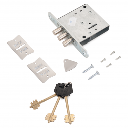 Замок врезной REX 1.4 -6-ти сув., 3 ригеля, планка овальная, 3 ключа (1,04,04)