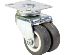 Колесо мебельное поворотное,серое, сдвоенный ролик SIZE:2,0&quot; (50) Нагрузка 105кг. scnd 25