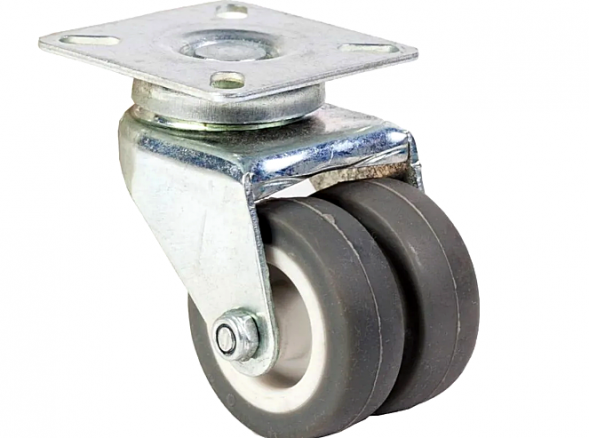 Колесо мебельное поворотное,серое, сдвоенный ролик SIZE:2,0&quot; (50) Нагрузка 105кг. scnd 25