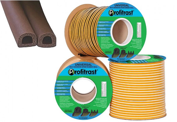 Уплотнитель для окон D-профиль 40м 14*12мм (коричн.) Profitrast SD-55