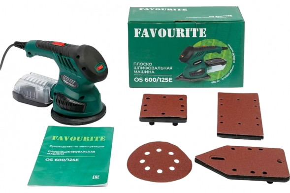 Плоскошлифовальная машина 600Вт, 0-14000об/мин, 0-28000кол/мин, 4 насадки OS 600/125E FAVOURITE